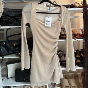 NWT Princess Polly Shimmering Champagne Long Sleeve Mini Dress